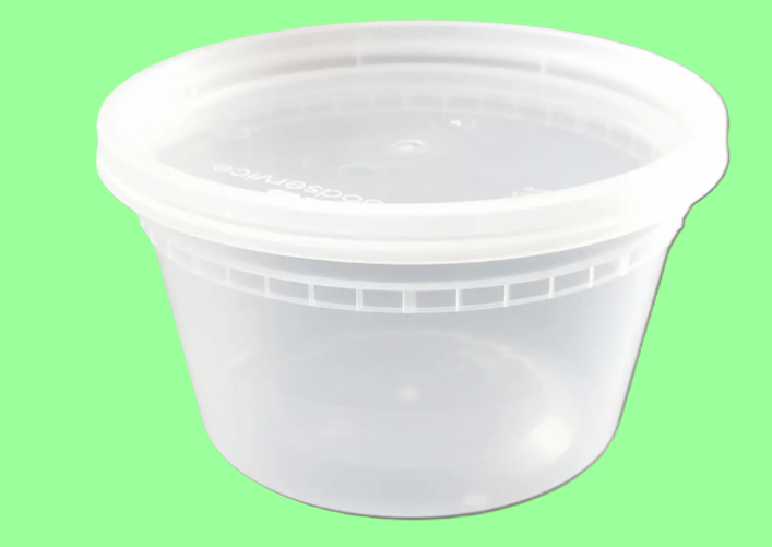 Ecox Heavy Duty 12 oz. Microwavable, Non Spill, Airtight Sealable Reusable Plastic Deli Container and Lid Combo Pack - 240/Case