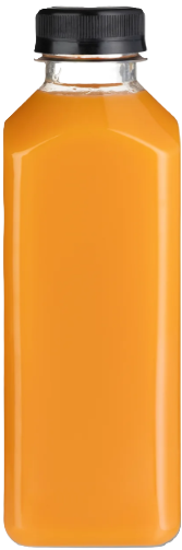 EcoxPack 12 oz Tall Square PET Clear Juice Bottle with Black Lid 200/Case