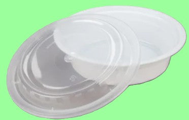 ECOX 16 oz. White Round Microwavable Heavy Weight Container with Lid - 150/Case