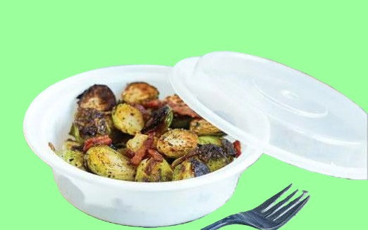 ECOX 16 oz. White Round Microwavable Heavy Weight Container with Lid - 150/Case
