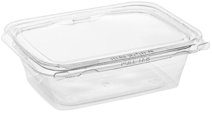 24 oz. Tamper-Resistant, Tamper-Evident Rectangular Hinged Container with Flat Lid - 200/Case