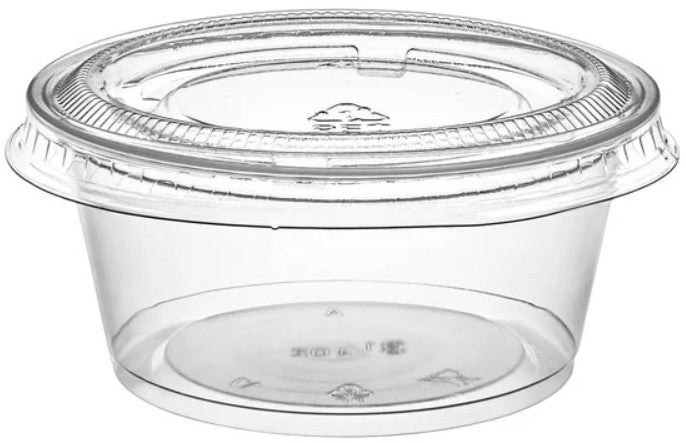 Ecox 3.25 oz. Clear Plastic Portion Cup with lids - 1,500/Case