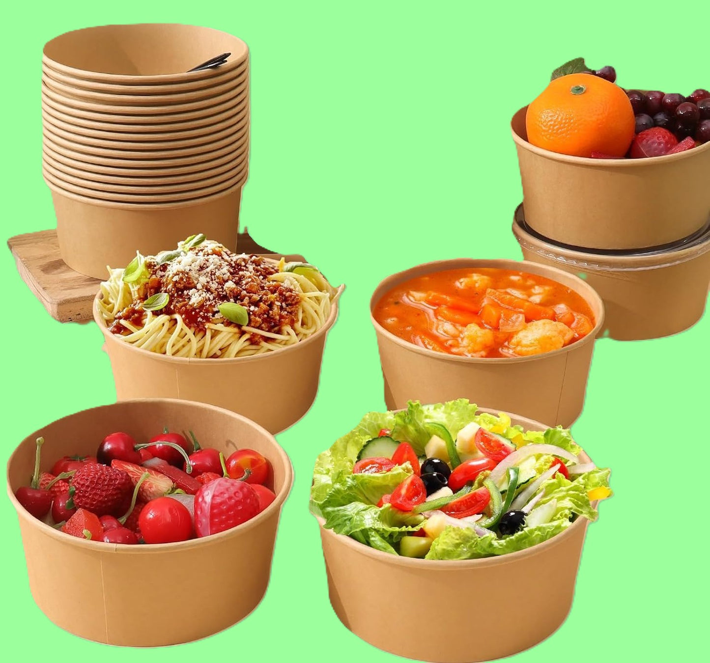 Ecox 32 oz Large Disposable Paper Bowls – Heavy-Duty Soup & Serving Bowls 300/Case