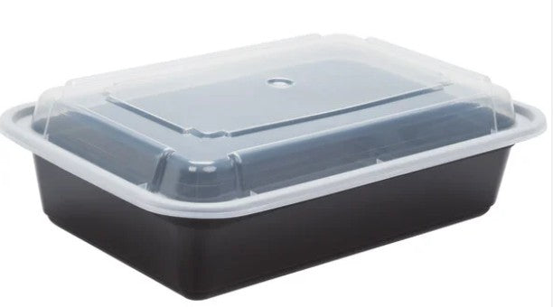 38 oz Black Rectangle Container 150 / Case