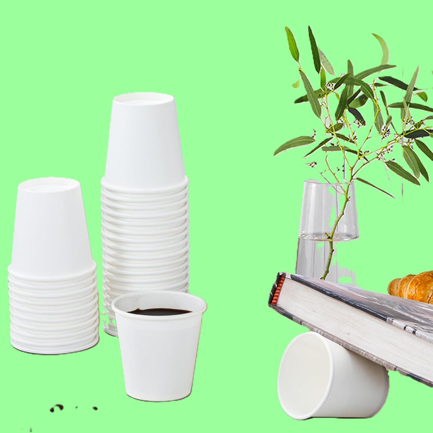 Ecox Disposable White 5 oz Small Paper Cups - Hot & Cold Beverage Cup - 1000/Case