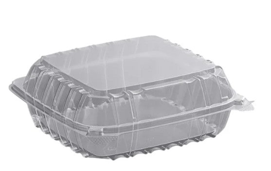 8" x 8" x 3" Clear Hinged Lid Container - 250/Case