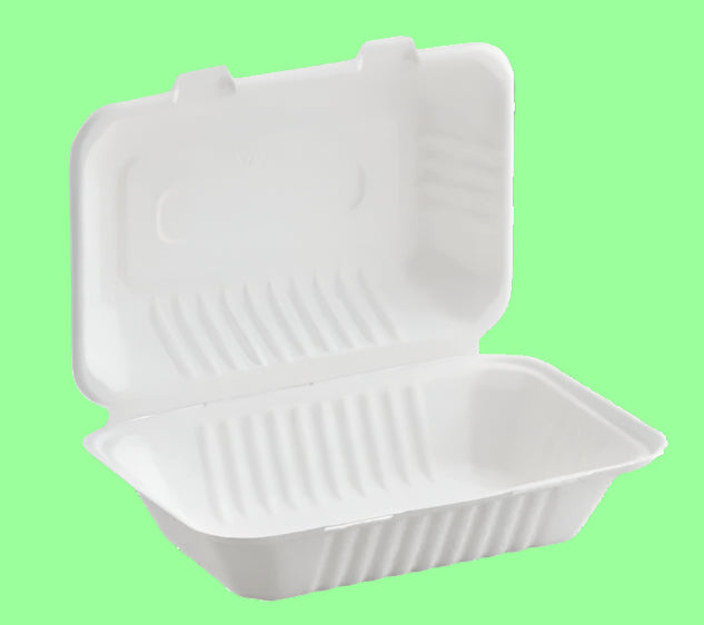 Ecox Compostable 9" x 6" x 3" Take-Out Box - 250/Case