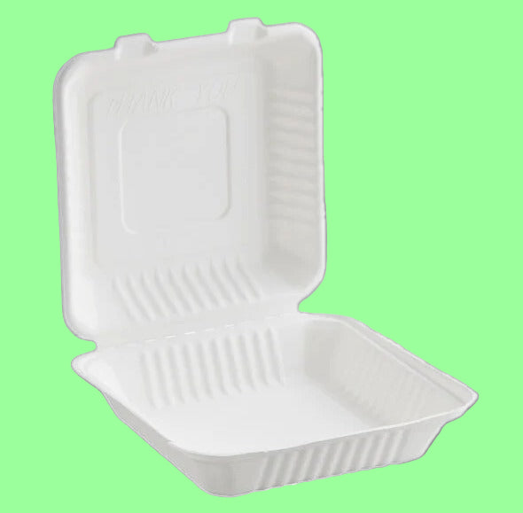 Ecox Compostable 8" x 8" x 3" Take-Out Box - 200/Case
