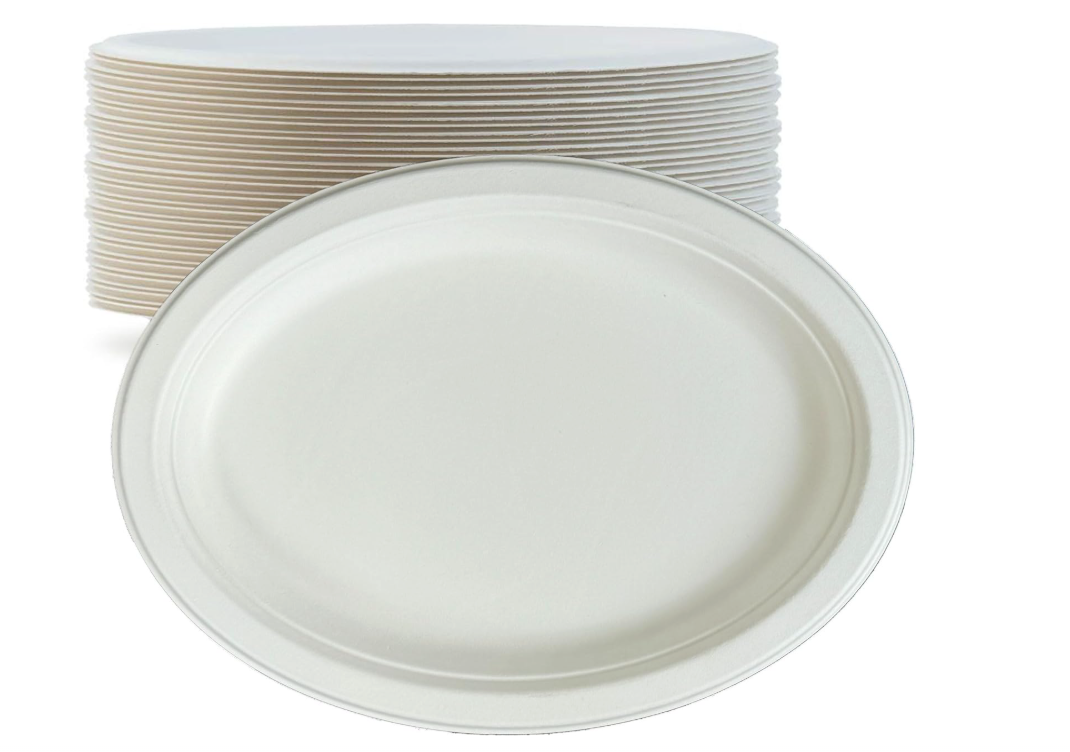 Ecox Compostable 10" x 12 1/2" Oval Platter - 500/Case