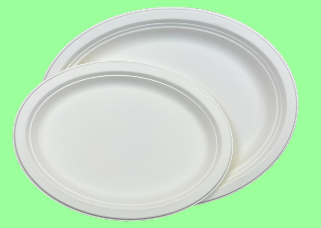 Ecox Compostable 10" x 12.5" Oval Platter - 500/Case