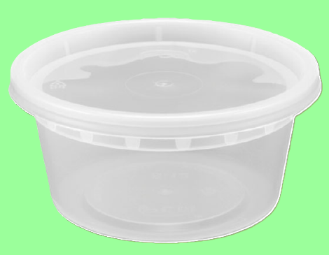 Ecox Heavy Duty 12 oz. Microwavable, Non Spill, Airtight Sealable Reusable Plastic Deli Container and Lid Combo Pack - 240/Case