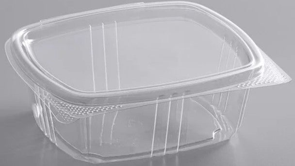 ECOX 16 oz. Clear Recycled PET Hinged Deli Container - 200/Case