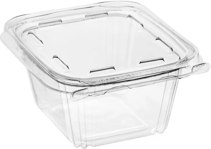 16 oz. Tamper-Resistant, Tamper-Evident Rectangular Hinged Container with Flat Lid - 200/Case