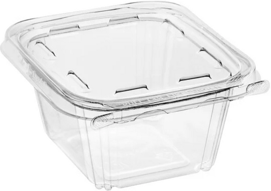 16 oz. Tamper-Resistant, Tamper-Evident Rectangular Hinged Container with Flat Lid - 200/Case