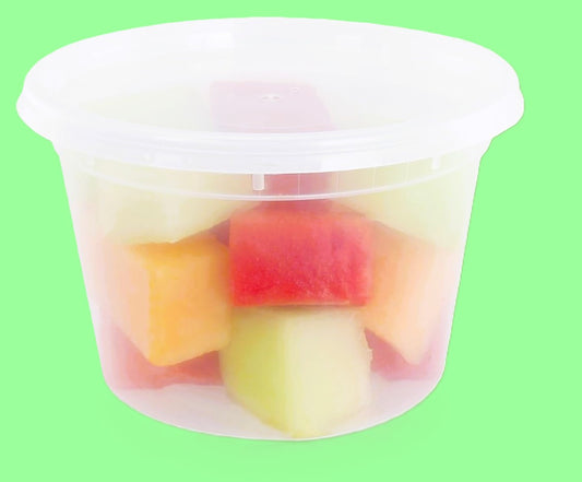 Ecox Heavy Duty 16 oz. Microwavable, Non Spill, Airtight Sealable Reusable Plastic Deli Container and Lid Combo Pack - 240/Case