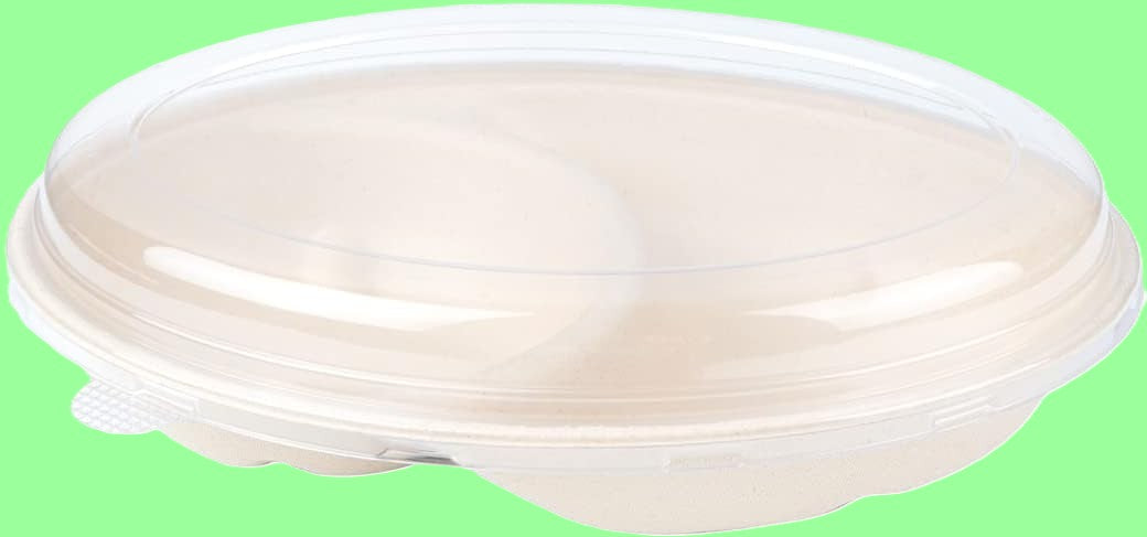 Ecox PET Clear Plastic Lids For 26 oz Oval Bagasse Bowls