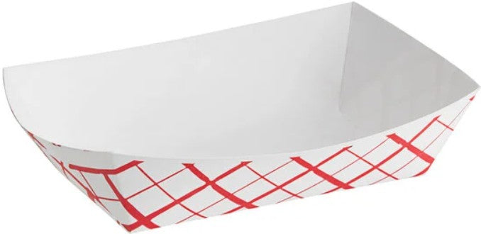 #500 5 lb. Red Checkered Paper Food Tray - 500/Case