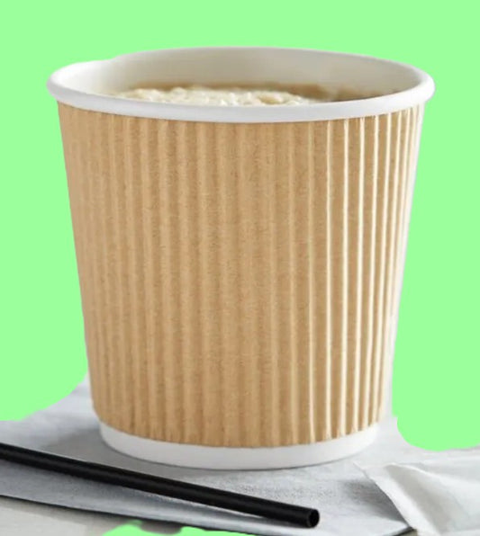 Ecox 8 oz Brown Ripple Insulated Coffee Cup - 1000 / Case