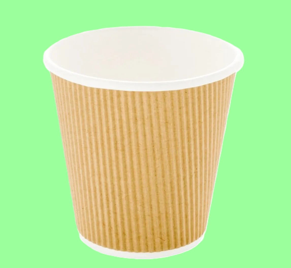 Ecox 8 oz Brown Ripple Insulated Coffee Cup - 1000 / Case
