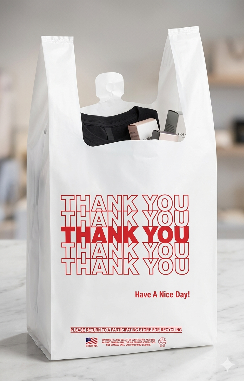T Shirt White Thank You Bag - Medium - 1,000/Case