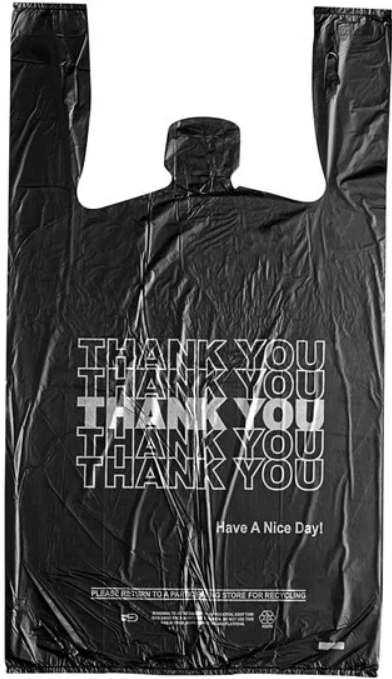 T Shirt Bags Large Heavy Duty - Black