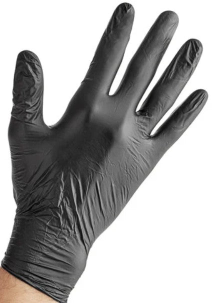 Powder-Free Disposable Black Hybrid Nitrile Gloves - Medium 1000/ case